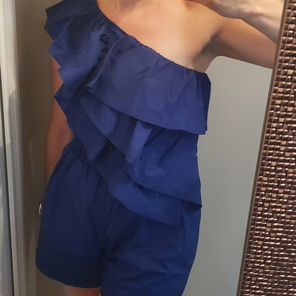 NWT RYU One Shoulder Ruffle Top Romper - Picture 6 of 6
